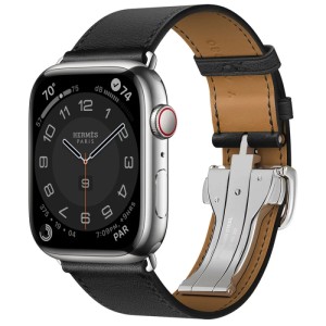 Умные часы Apple Herm?s Series 8 with Leather Single Tour Deployment Buckle 45 мм Steel Case, silver/noir