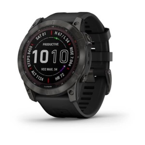 Смарт-часы Garmin Fenix 7x Sapphire Solar титановый угольно-серый DLC с силиконовым ремешком (010-02541-11)