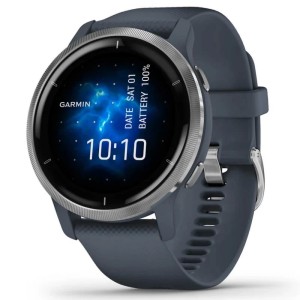 Умные часы Garmin Venu 2 Silver stainless steel bezel with Granite blue case and Silicone band (010-02430-10)