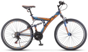 Горный велосипед STELS Focus V 26 18-sp V030 (2022) темный/синий/оранжевый (требует финальной сборки)