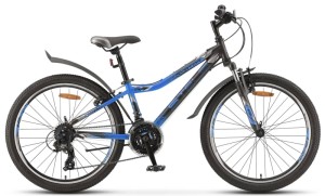 Подростковый велосипед STELS Navigator 410 V 24 21-sp V010 (2022) 12" черный/синий (требует финальной сборки)