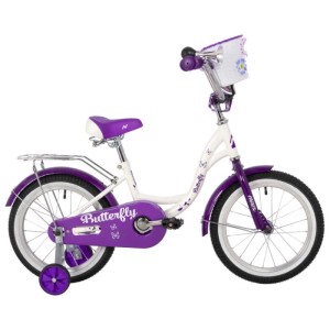 Велосипед 16" Novatrack BUTTERFLY, белый/фиолетовый
