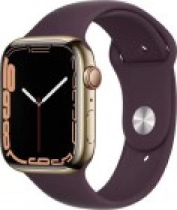 Apple Watch Series 7 GPS + Cellular 45mm Stainless Steel Case with Dark Cherry Sport Band MKJX3 (gold / золотистый)