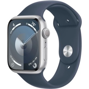 Смарт-часы Apple Watch Series 9 45mm Silver Aluminum Case with Storm Blue Sport Band S/M (MR9D3)