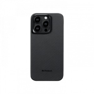 Чехол Pitaka MagEZ Case 4 для iPhone 15 Pro (6.1"), черно-серый узкое плетение, кевлар (арамид) 600D KI1501PA