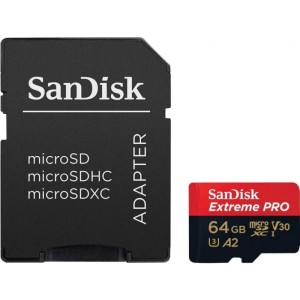 Карта памяти Sandisk Extreme Pro 64GB MicroSDXC Class 10/UHS-I/U3/V30/A2/170 Мб/с SDSQXCY-064G-GN6MA