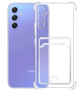 Чехол силиконовый с картхолдером для Samsung A14 (Прозрачный)