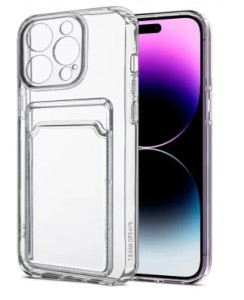 Чехол силиконовый с картхолдером для iPhone 14 Pro Max (Прозрачный)