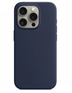 Чехол силиконовый матовый для iPhone 15 Pro Max (Темно-синий)