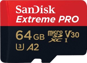 Карта памяти micro SDXC 64Gb Sandisk Extreme Pro UHS-I U3 V30 A2 + ADP (200/90 MB/s)