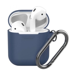 Силиконовый чехол Deppa для AirPods с карабином арт.47013 Синий