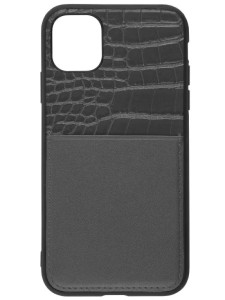 Накладка силикон + кожа LuxCase для iPhone 11 Pro со строкой Black