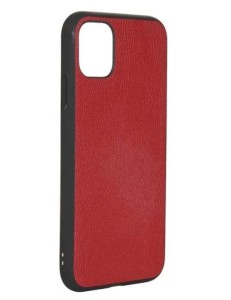 Накладка силикон + кожа LuxCase для iPhone 11 с обьемным логотипом Red