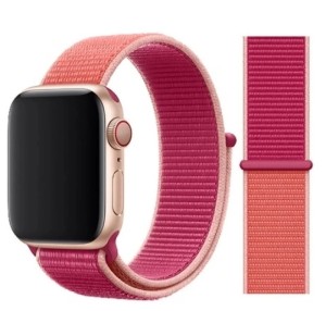 Ремешок нейлоновый для Apple Watch 42/44/45/49mm Розовый с оранжевым