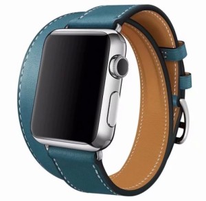 Ремешок из экокожи для Apple Watch 42/44/45/49mm Двойной (Синий/Коричневый)