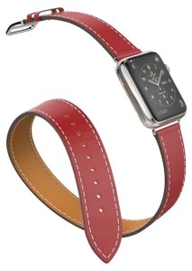 Ремешок из экокожи для Apple Watch 42/44/45/49mm Двойной (Красный/Коричневый)