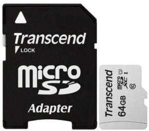 Карта памяти Micro SD Transcend 300S 64GB Class10 100MB/s (TS64GUSD300S-A) + SD adapter