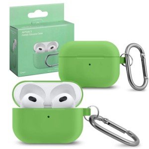 Силиконовый чехол для Apple AirPods 3 с карабином Green