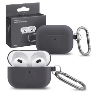 Силиконовый чехол для Apple AirPods 3 с карабином Gray