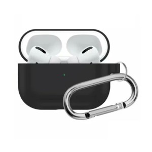 Силиконовый чехол для Apple AirPods Pro с карабином Black