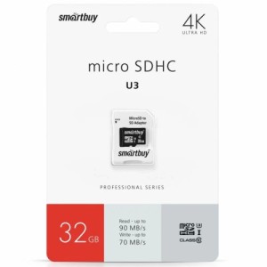 Карта памяти Micro SD Smartbuy Professional 32GB Class10 90MB/s (SB32GBSDCL10U3L-01) + SD adapter