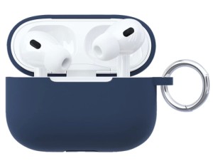 Силиконовый чехол VLP Silicone Case Soft Touch для Apple AirPods Pro 2 Dark Blue (с кольцом)