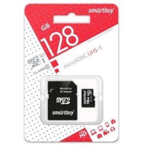 Карта памяти Micro SD Smartbuy 128GB Class10 90MB/s (SB128GBSDCL10-01) + SD adapter