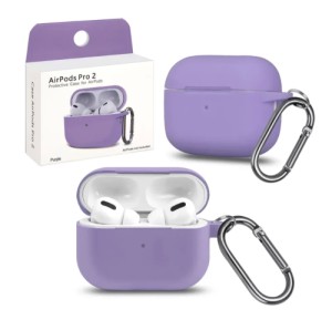 Силиконовый чехол для Apple AirPods Pro 2 с карабином Purple