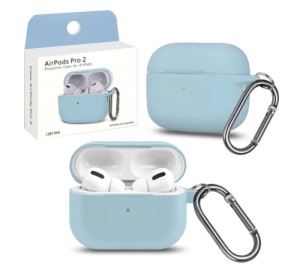 Силиконовый чехол для Apple AirPods Pro 2 с карабином Light Blue