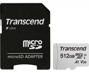 Карта памяти MIcro SD Transcend 300S 512GB Class10 100MB/s (TS512GUSD300S-A) + SD adapter