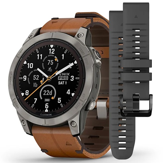 Смарт-часы Garmin Fenix 7 Pro Sapphire Solar Edition Leather Band