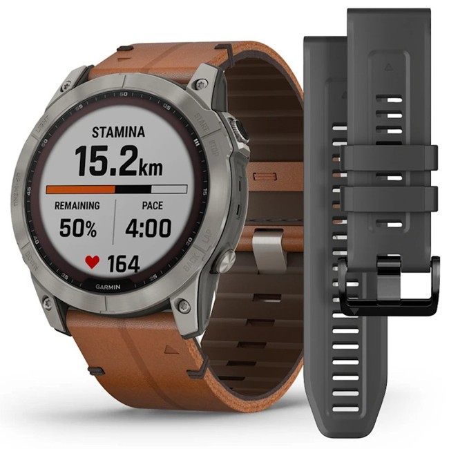 Смарт-часы Garmin Fenix 7X Sapphire Solar Edition Leather Band