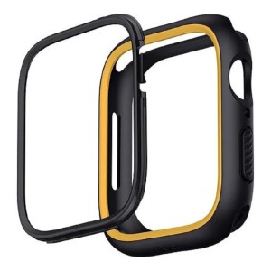 Чехол Uniq Moduo со сменным безелем для Apple Watch 45/44 мм, Black/Mustard (45MM-MDBLKMUS)