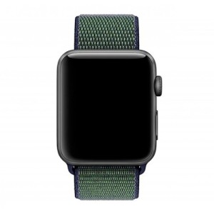 Ремешок для Apple Watch 38/40/41mm Nylon Loop Черно-Зеленый