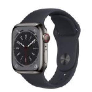 Apple Watch Series 9 GPS + Cellular 41mm Stainless Steel Case with Midnight Sport band (graphite / графит) S/M