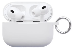 Силиконовый чехол VLP Silicone Case Soft Touch для Apple AirPods Pro 2 White (с кольцом)