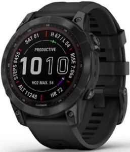 Смарт-часы GARMIN Fenix 7 Sapphire Solar, Carbon Gray, титановый серый DLC с черным ремешком, 010-02540-21