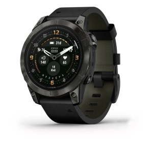 Смарт-часы Garmin Epix Pro (Gen 2) Sapphire Edition 47 мм, титановый, угольно-серый DLC, черный кожаный ремешок , 010-02803-30