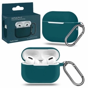 Силиконовый чехол для Apple AirPods Pro 2 с карабином Pacific Green