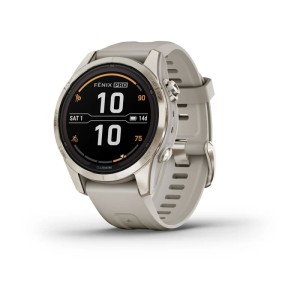 Смарт-часы Garmin Fenix 7S PRO Sapphire Solar золотистый корпус со светло-песочным ремешком (010-02776-15)