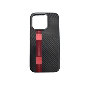 Накладка силикон под карбон Case with MagSafe для Apple iPhone 15 Pro Черно-Красный