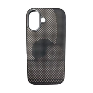 Накладка силикон под карбон Case with MagSafe для Apple iPhone 16 Черно-Серый