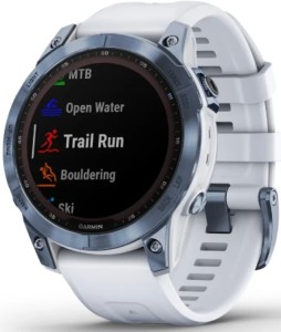 Умные часы Garmin Fenix 7 Sapphire Solar 47 мм NFC, титановый синий минерал