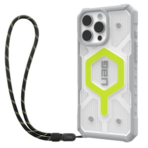 UAG Pathfinder Clear with MagSafe Series Case for Apple iPhone 16 Pro Max Active Neon Case + Black Neon Lanyard (Прозрачный)