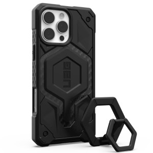 UAG Monarch Pro with MagSafe Series Case for Apple iPhone 16 Pro Max Carbon Fiber + Black Ring Stand (Чёрный)