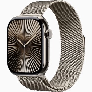 Apple Watch Series 10 GPS + Cellular 46mm Natural Titanium Case with Stainless Steel Milanese Loop