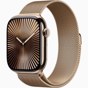 Apple Watch Series 10 GPS + Cellular 46mm Gold Titanium Case with Stainless Steel Milanese Loop