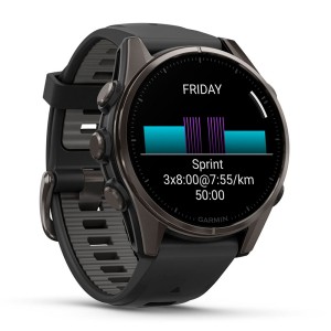 Смарт-часы Garmin Fenix 8 43 mm AMOLED Sapphire DLC Titanium with Silicone Band