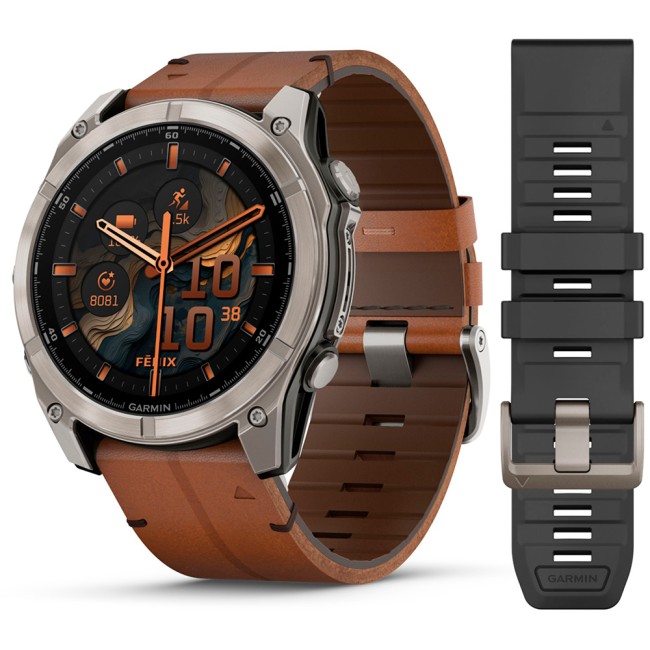 Смарт-часы Garmin Fenix 8 51 mm AMOLED Sapphire Titanium with Leather Band