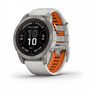 Умные часы Garmin Fenix 7 Pro Sapphire Solar титановый серый с серо-оранжевым ремешком